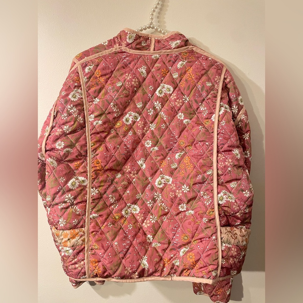 Simply Southern Quilted Floral Jacket Reversible Pink/Tan Sz XL - Picture 7 of 10